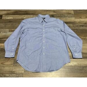 Polo‎ Ralph Lauren Mens Andrew Button Up Shirt 17 34/35 Blue White Houndstooth